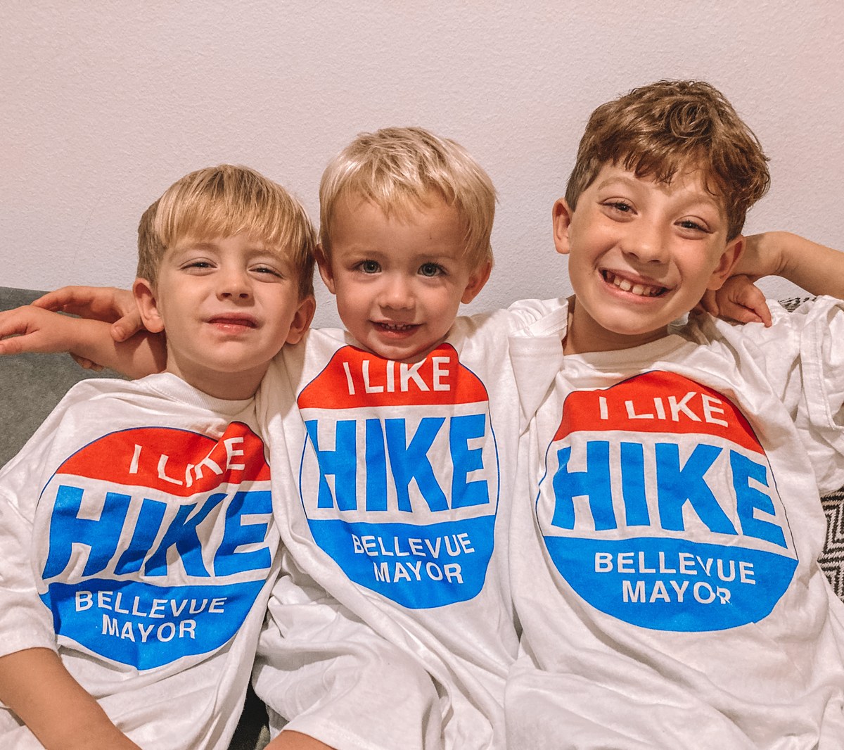 Young Bellevue supporters wearing I Like Hike shirts